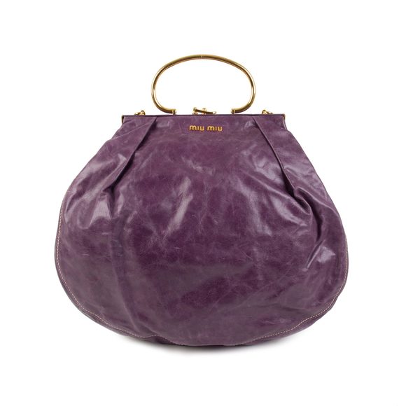 Miu Miu Purple Distressed Leather Frame Bag - Picture 1 of 10
